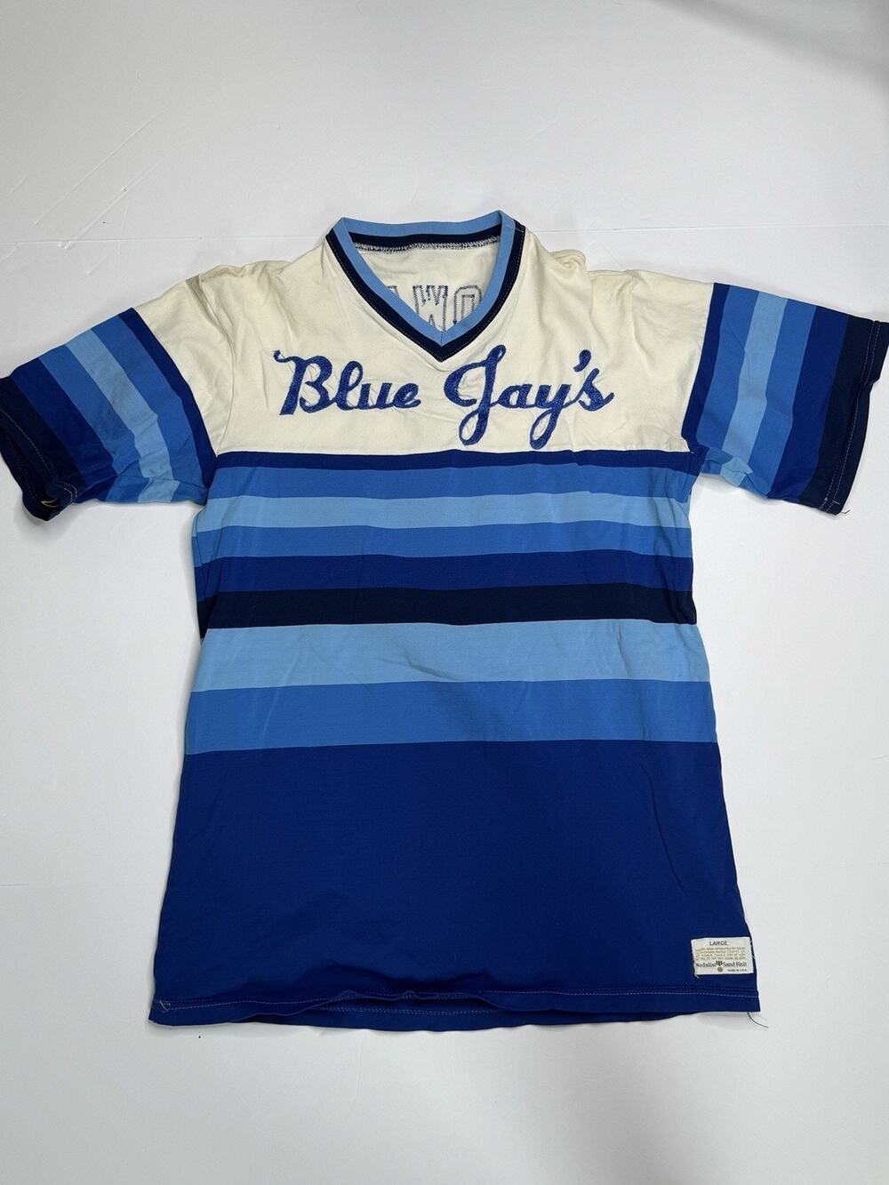 Vintage 80s Medalist Sand-Knit Blue Jays Nowak 7 Baseball Jersey Mens L USA